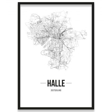 Poster Halle Straßennetz Mit Bilderrahmen