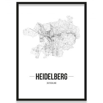 Poster Heidelberg Straßenplan mit Rahmen