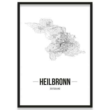 Poster Heilbronn Straßennetz Bilderrahmen