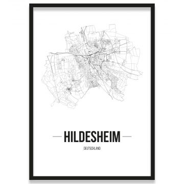 Poster Hildesheim Straßennetz mit Rahmen