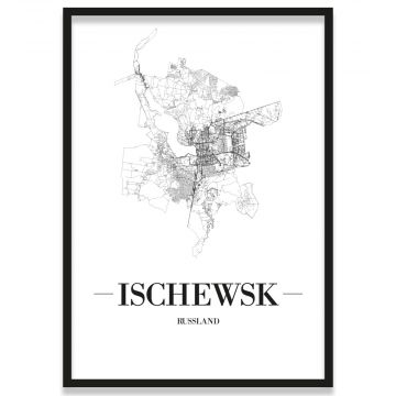 Poster Ischewsk Straßennetz mit Rahmen