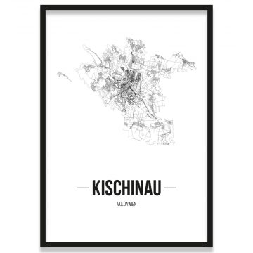 Stadtposter Kischinau Straßennetz mit Rahmen