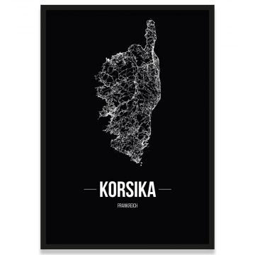 Poster Korsika Straßennetz