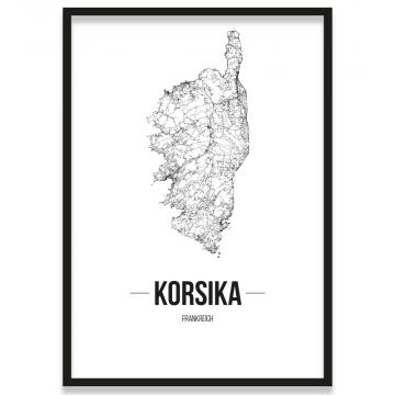Poster Korsika Straßennetz
