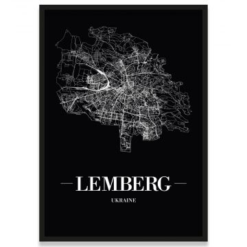Stadtposter Lemberg mit Straßennetz