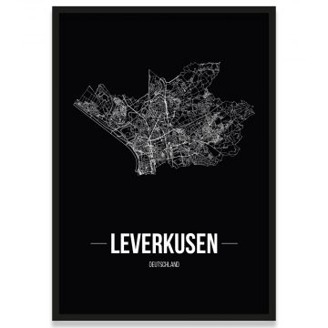 Poster Leverkusen mit Stadtplan