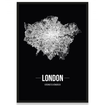 London Straßennetz Bilderrahmen