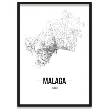 Poster Malaga Straßennetz mit Bilderrahmen