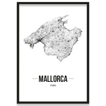 Poster Mallorca Stadtposter mit Rahmen