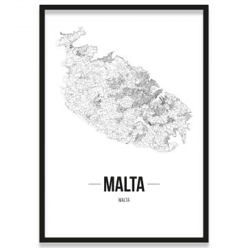Poster Malta mit Straßennetz gerahmt