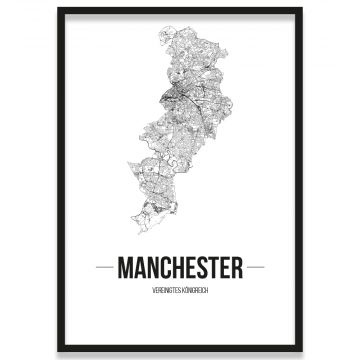Poster Manchester Stadtplan Rahmen