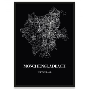 Stadtposter Mönchengladbach mit Straßennetz