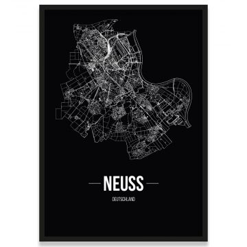 Poster Neuss mit Straßennetz
