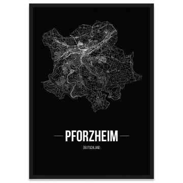 Pforzheim Poster mit Stadtnetz