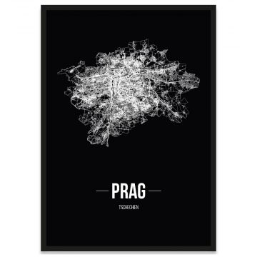Stadtposter Prag Straßenplan gerahmt