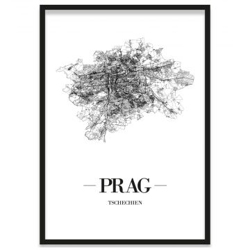 Stadtposter Prag Stadtplan Bilderrahmen