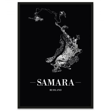 Stadtposter Samara mit passendem Bilderrahmen Straßennetz