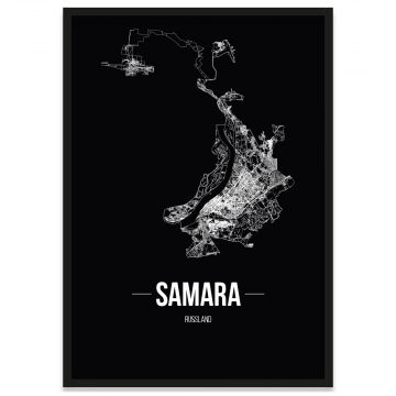 Stadtposter Samara mit passendem Bilderrahmen Straßennetz