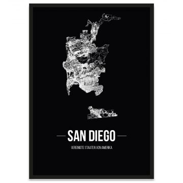 Stadtposter San Diego mit Straßenplan