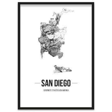 Stadtposter San Diego Bilderrahmen