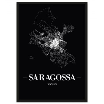 Straßennetz Poster der Stadt Saragossa gerahmt Straßennetz Poster der Stadt Saragossa gerahmt 