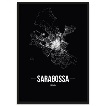 Straßennetz Poster der Stadt Saragossa gerahmt 