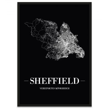 Sheffield Poster Bilderrahmen Straßennetz