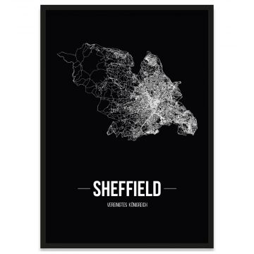 Sheffield Poster Bilderrahmen Straßennetz