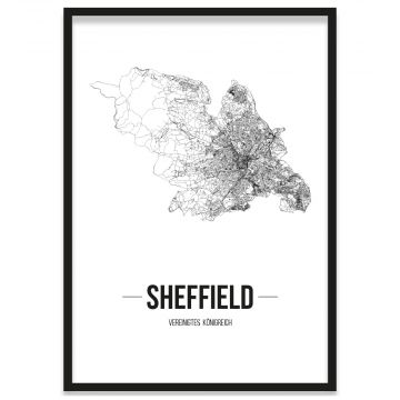 Stadtposter Sheffield gerahmt