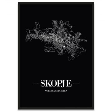 Skopje Poster mit Bilderrahmen und Straßennetz