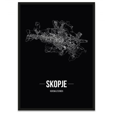 Skopje Poster mit Bilderrahmen und Straßennetz