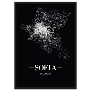 Stadtposter Sofia mit Bilderrahmen Straßennetz