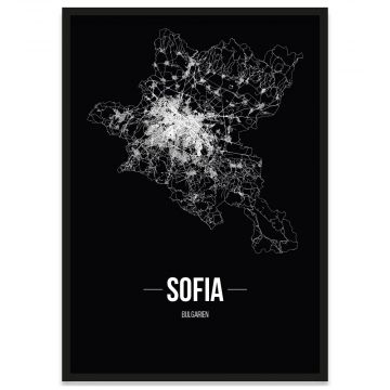 Stadtposter Sofia mit Bilderrahmen Straßennetz