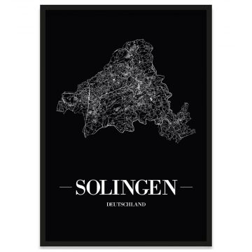 Stadtposter Solingen gerahmt mit Stadtnetz