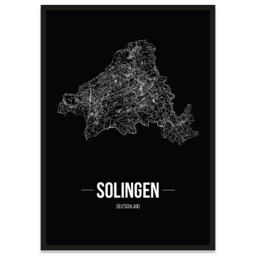 Stadtposter Solingen gerahmt mit Stadtnetz