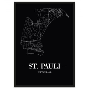 Stadtposter St Pauli gerahmt mit Stadtnetz