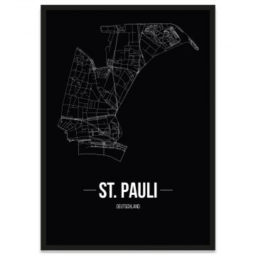 Stadtposter St Pauli  gerahmt mit Stadtnetz