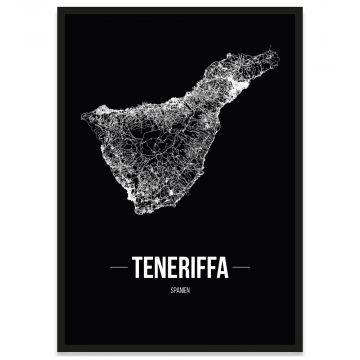 Stadtposter Teneriffa gerahmt Straßennetz