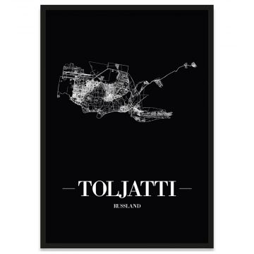 Stadtposter Toljatti mit Bilderrahmen und Straßennetz