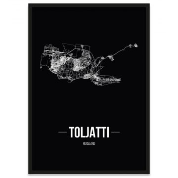 Stadtposter Toljatti mit Bilderrahmen und Straßennetz