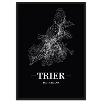 Stadtposter Trier mit Bilderrahmen und Straßennetz