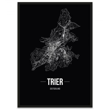 Stadtposter Trier mit Bilderrahmen und Straßennetz