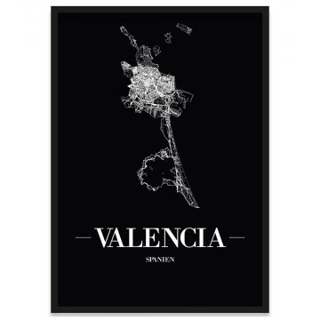 Stadtposter Valencia Straßennetz