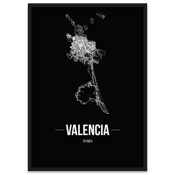 Stadtposter Valencia mit Bilderrahmen