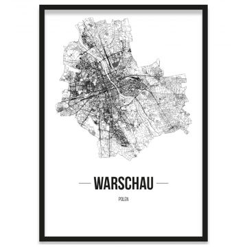 Stadtposter Warschau mit Bilderrahmen