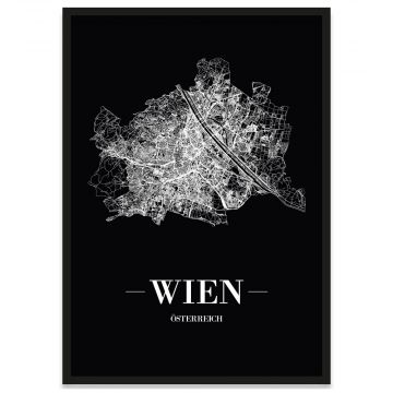 Wien Bilderrahmen Poster mit Stadtplan