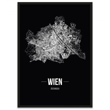Wien Bilderrahmen Poster mit Stadtplan