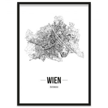 Stadtposter Wien gerahmt mit Straßenplan