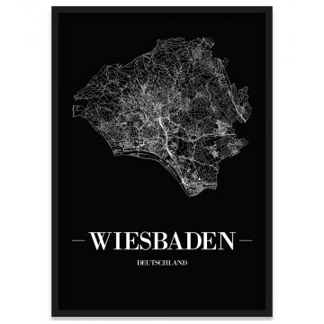 Wiesbaden Bilderrahmen Poster mit Stadtplan