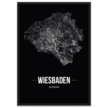 Wiesbaden Bilderrahmen Poster mit Stadtplan